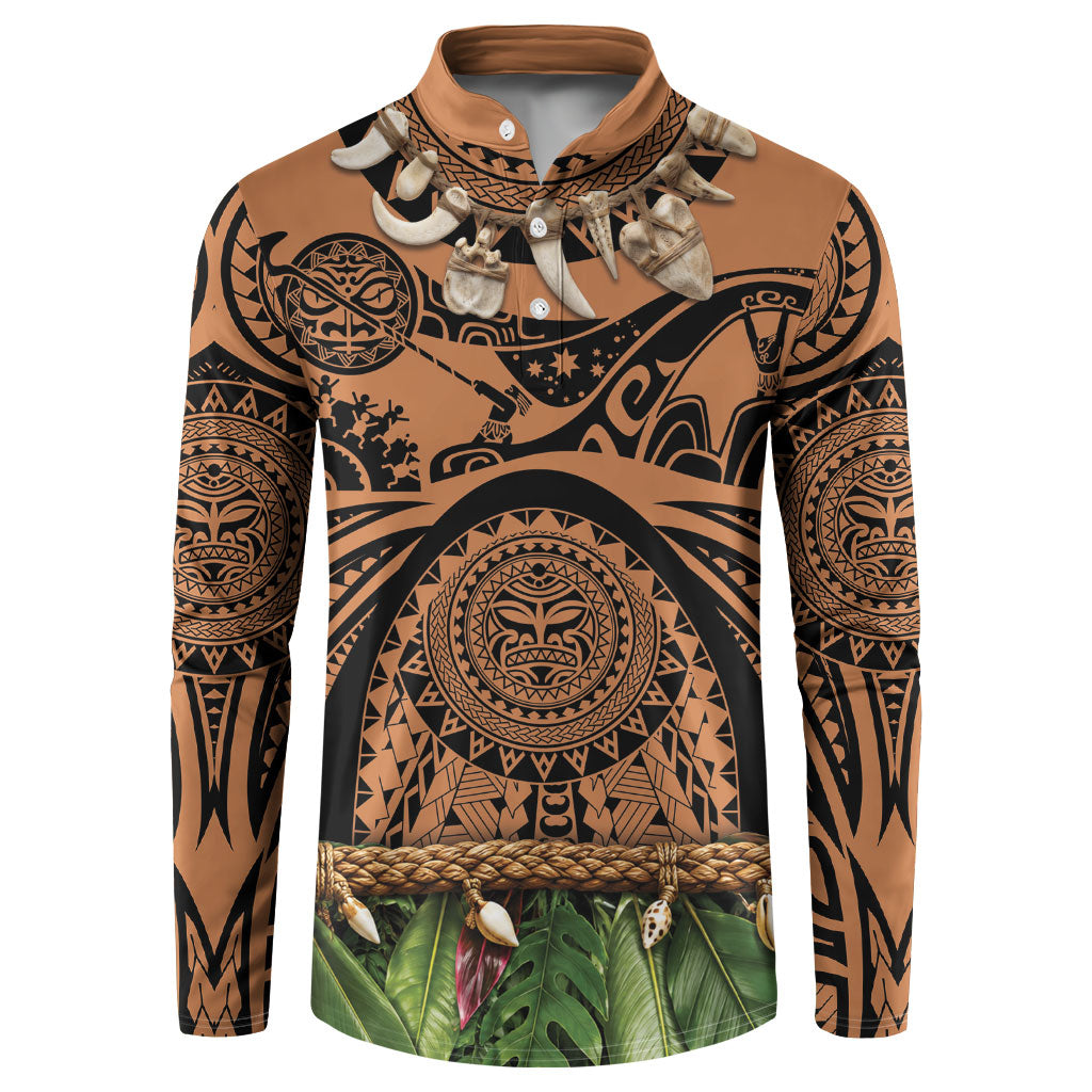 Polynesia Maui Tattoo Inspired Button Sweatshirt Tropical Leaf Skirt Costume