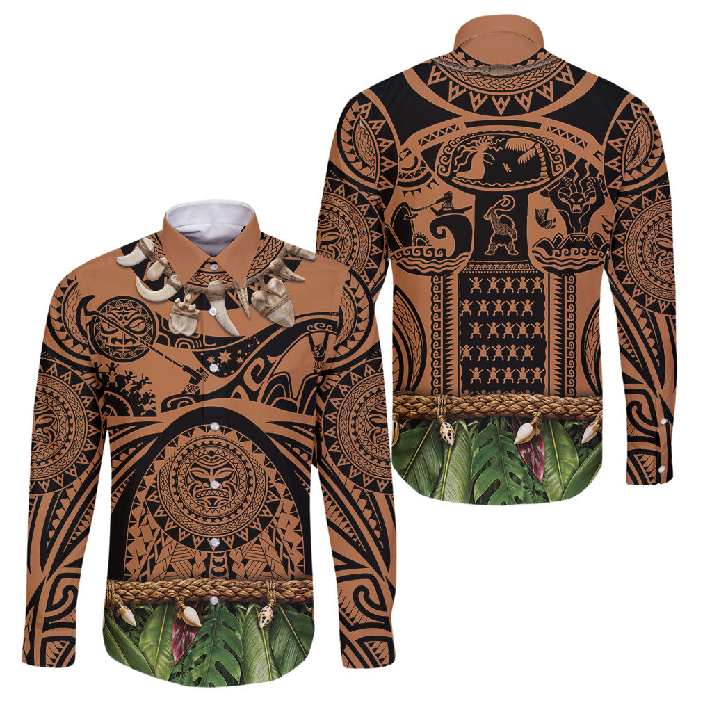 Polynesia Maui Tattoo Inspired Family Matching Puletasi and Hawaiian Shirt Tropical Leaf Skirt Costume