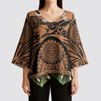 Polynesia Maui Tattoo Inspired Kimono Sleeve Blouse Tropical Leaf Skirt Costume