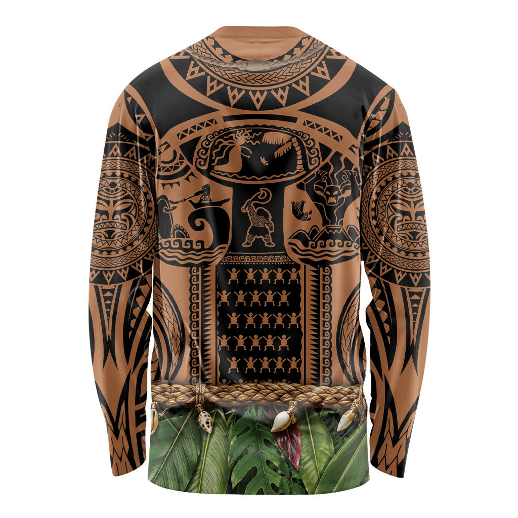 Polynesia Maui Tattoo Inspired Long Sleeve Shirt Tropical Leaf Skirt Costume