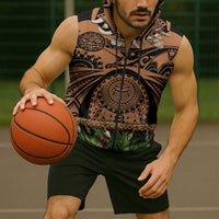 Polynesia Maui Tattoo Inspired Sleeveless Zip Hoodie Tropical Leaf Skirt Costume