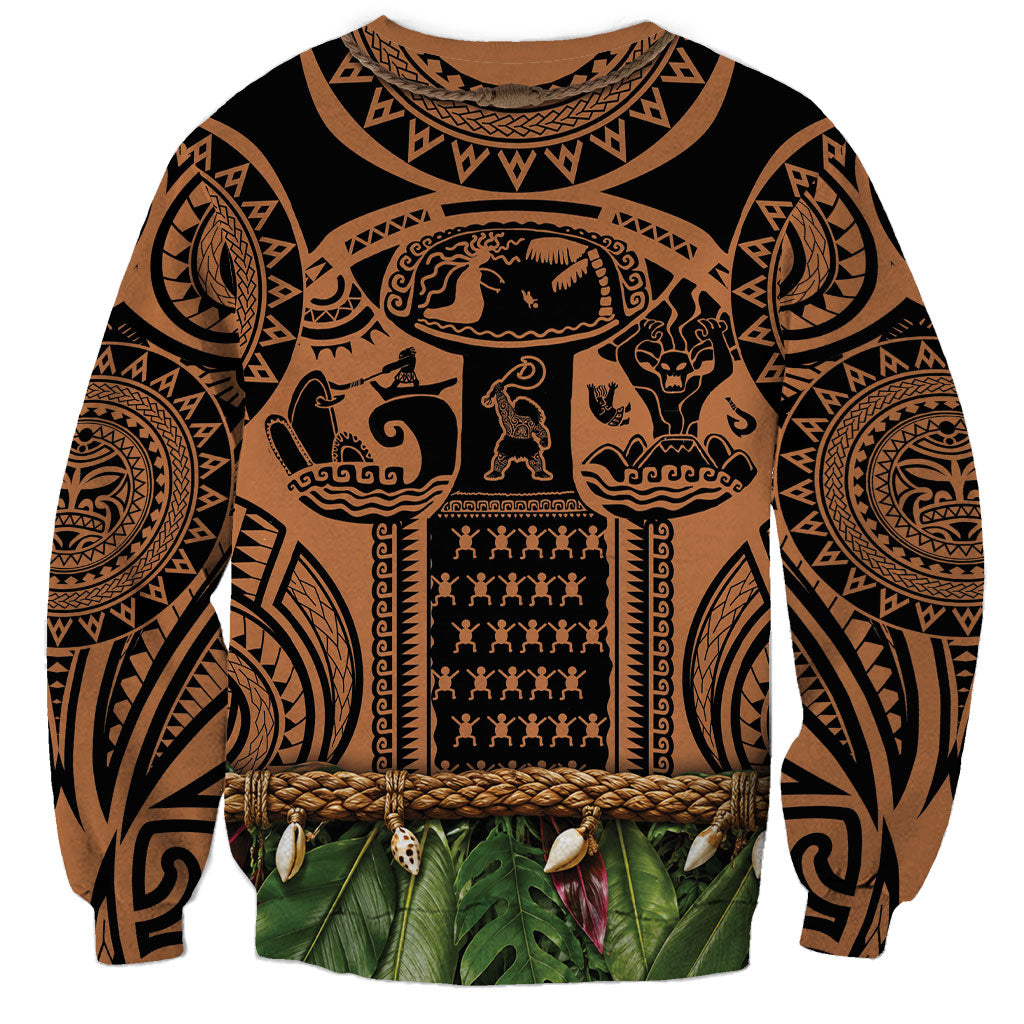 Polynesia Maui Tattoo Inspired Sweatshirt Tropical Leaf Skirt Costume