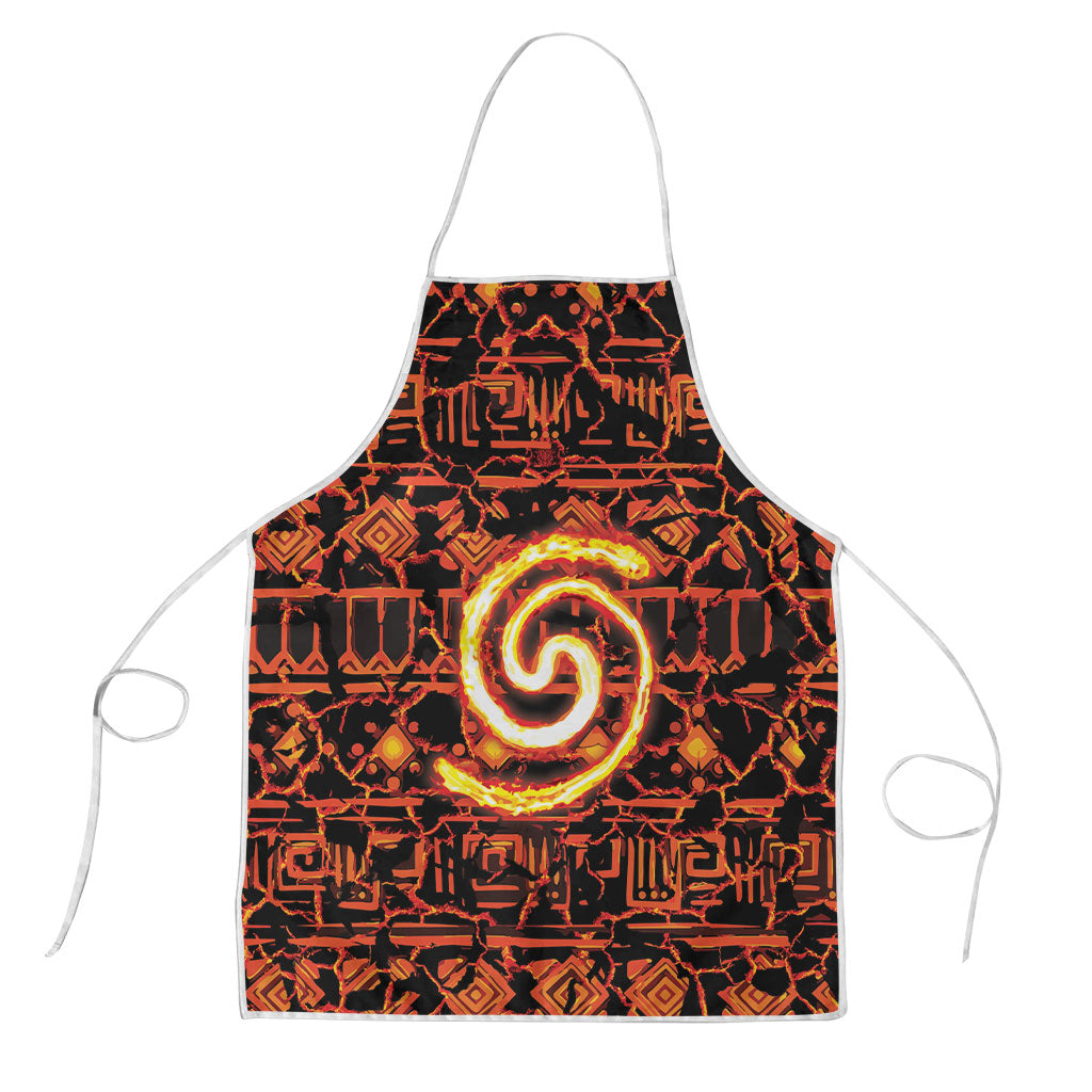 Polynesia Lava Monster Cosplay Apron Fiery Glowing Volcano Crack Pattern