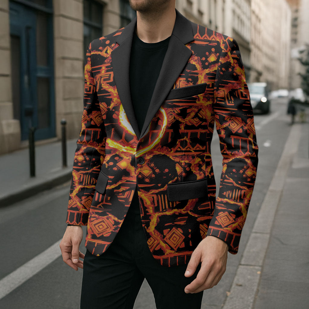 Polynesia Lava Monster Cosplay Blazer Fiery Glowing Volcano Crack Pattern