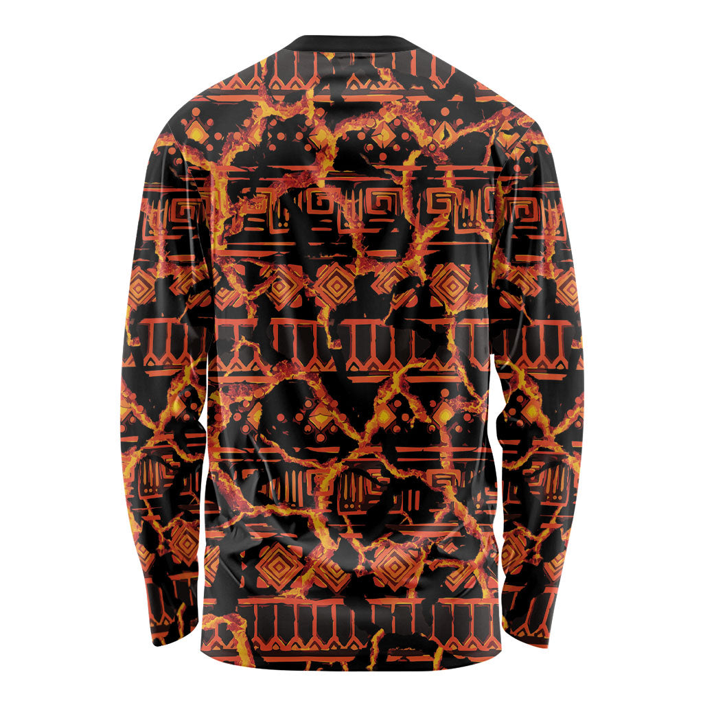 Polynesia Lava Monster Cosplay Long Sleeve Shirt Fiery Glowing Volcano Crack Pattern