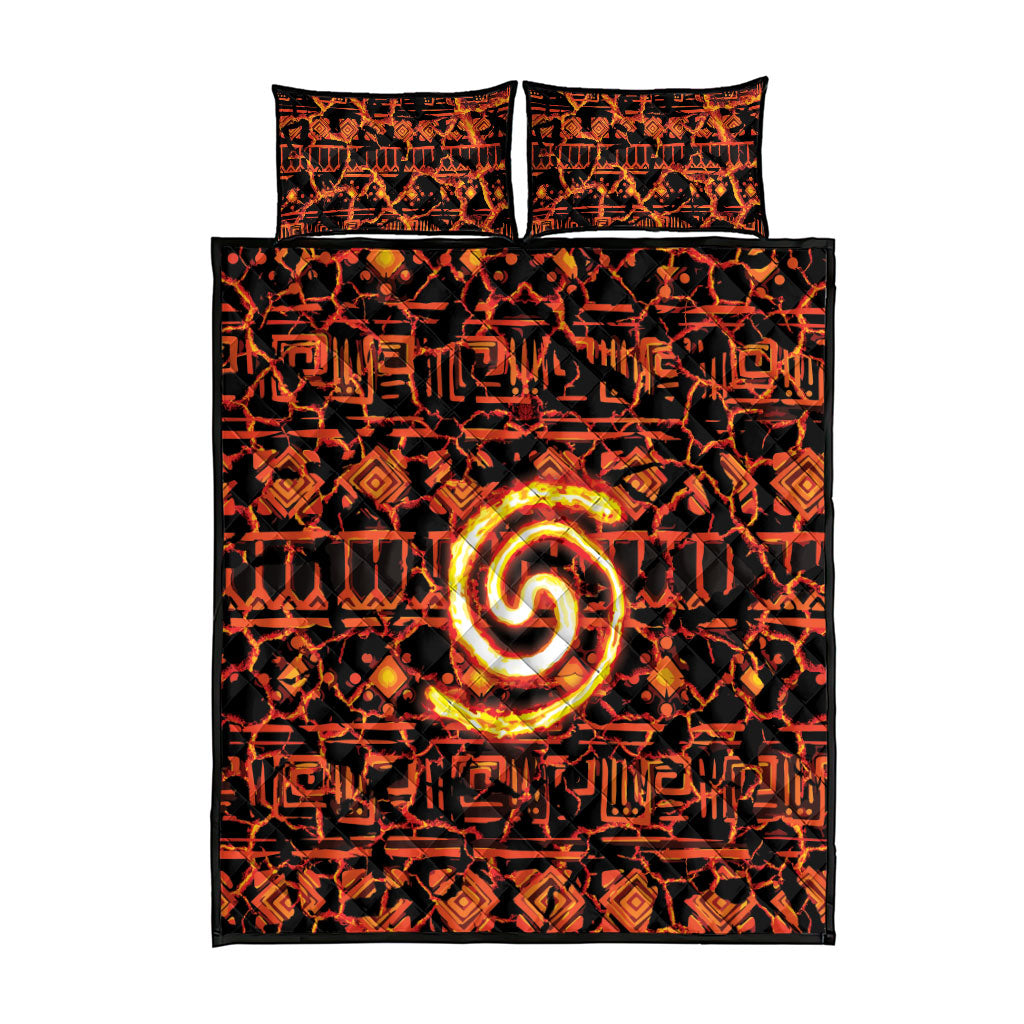 Polynesia Lava Monster Cosplay Quilt Bed Set Fiery Glowing Volcano Crack Pattern