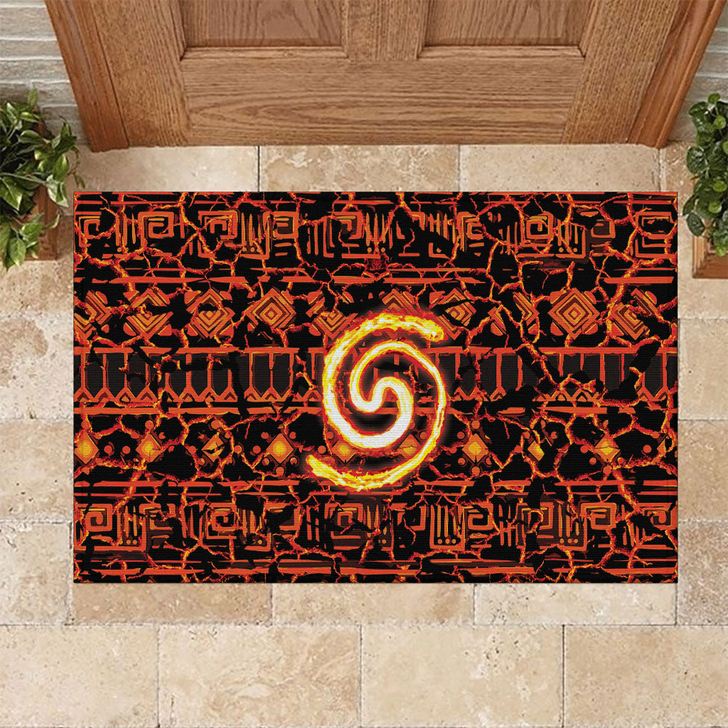 Polynesia Lava Monster Cosplay Rubber Doormat Fiery Glowing Volcano Crack Pattern