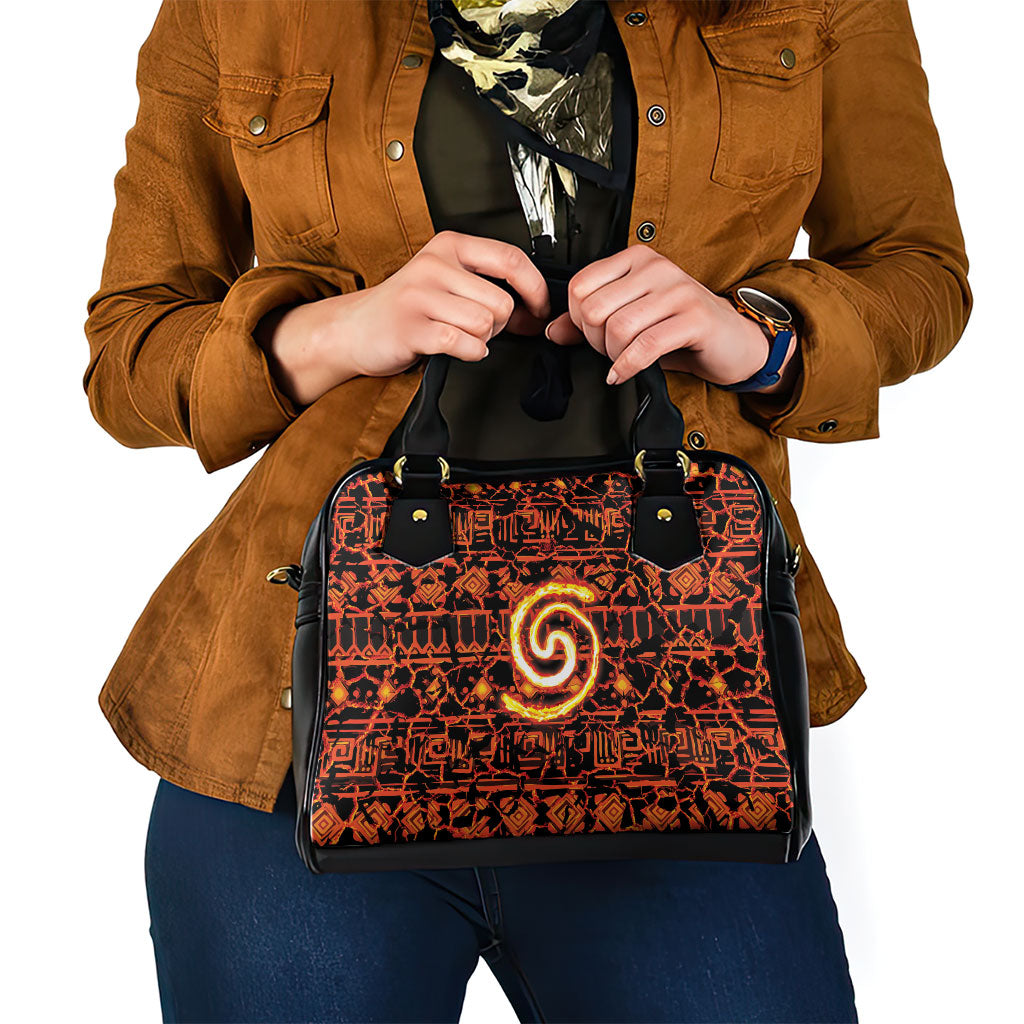 Polynesia Lava Monster Cosplay Shoulder Handbag Fiery Glowing Volcano Crack Pattern