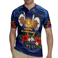 Samoa Manuia Le Kerisimasi Rugby Jersey Jesus Hands Bethlehem Star Hibiscus DT05 - Polynesian Pride