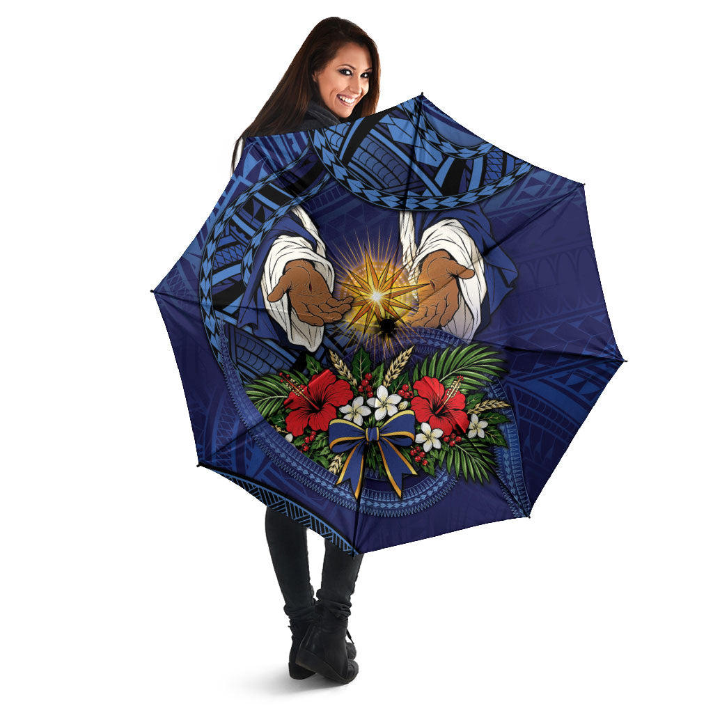 Samoa Manuia Le Kerisimasi Umbrella Jesus Hands Bethlehem Star Hibiscus DT05 - Polynesian Pride