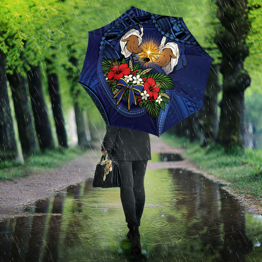 Samoa Manuia Le Kerisimasi Umbrella Jesus Hands Bethlehem Star Hibiscus DT05 - Polynesian Pride