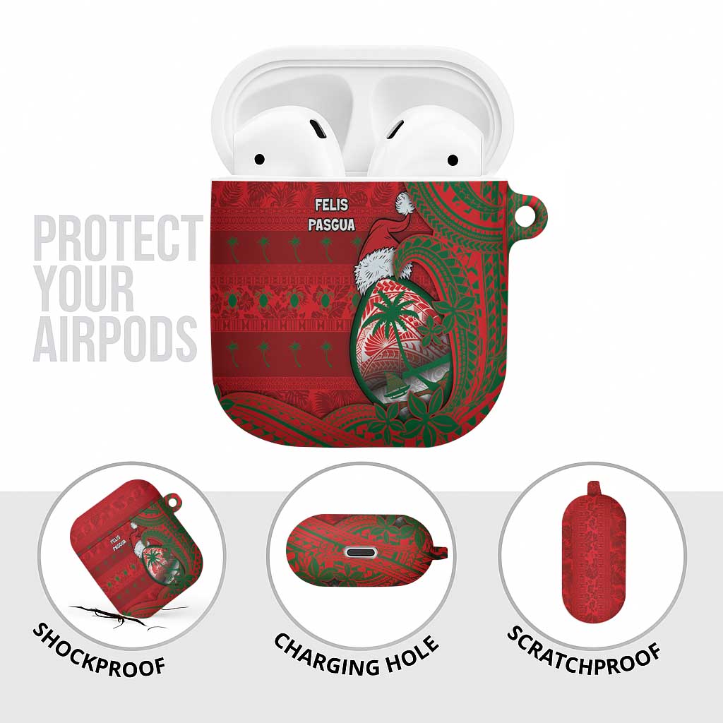 Guam Christmas AirPods Case Chamorro Seal Hat Santa Tribal Waves - Polynesian Pride