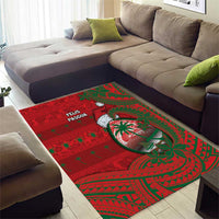 Guam Christmas Area Rug Chamorro Seal Hat Santa Tribal Waves - Polynesian Pride