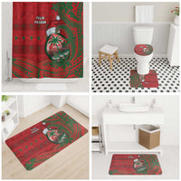 Guam Christmas Bathroom Set Chamorro Seal Hat Santa Tribal Waves - Polynesian Pride