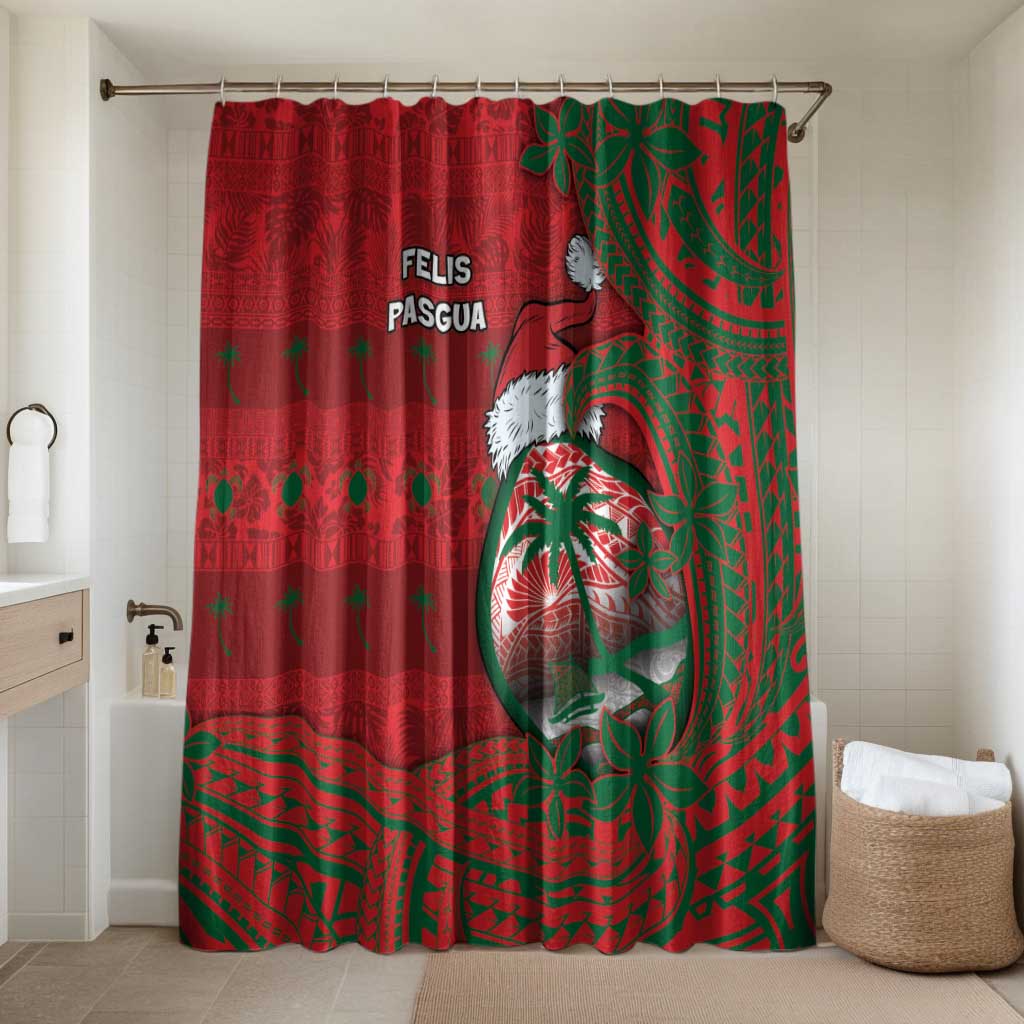 Guam Christmas Bathroom Set Chamorro Seal Hat Santa Tribal Waves - Polynesian Pride