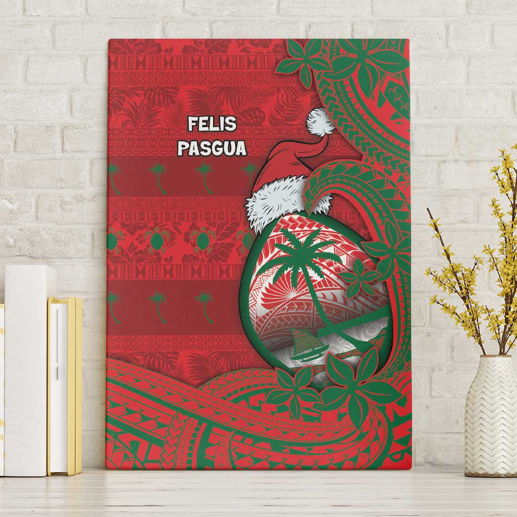 Guam Christmas Canvas Wall Art Chamorro Seal Hat Santa Tribal Waves - Polynesian Pride
