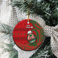 Guam Christmas Ceramic Ornament Chamorro Seal Hat Santa Tribal Waves - Polynesian Pride