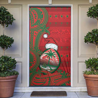 Guam Christmas Door Cover Chamorro Seal Hat Santa Tribal Waves - Polynesian Pride