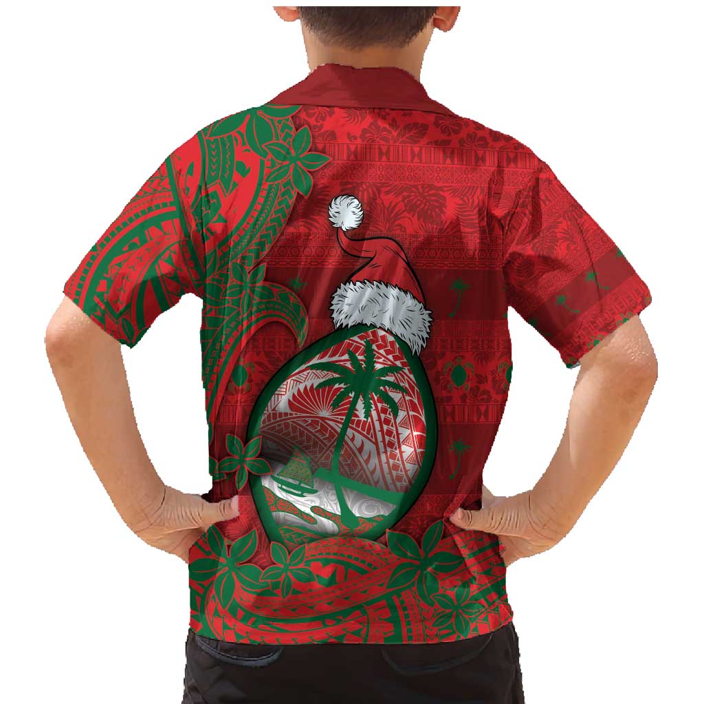 Guam Christmas Family Matching Mermaid Dress and Hawaiian Shirt Chamorro Seal Hat Santa Tribal Waves - Polynesian Pride