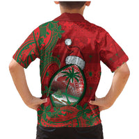 Guam Christmas Family Matching Mermaid Dress and Hawaiian Shirt Chamorro Seal Hat Santa Tribal Waves - Polynesian Pride