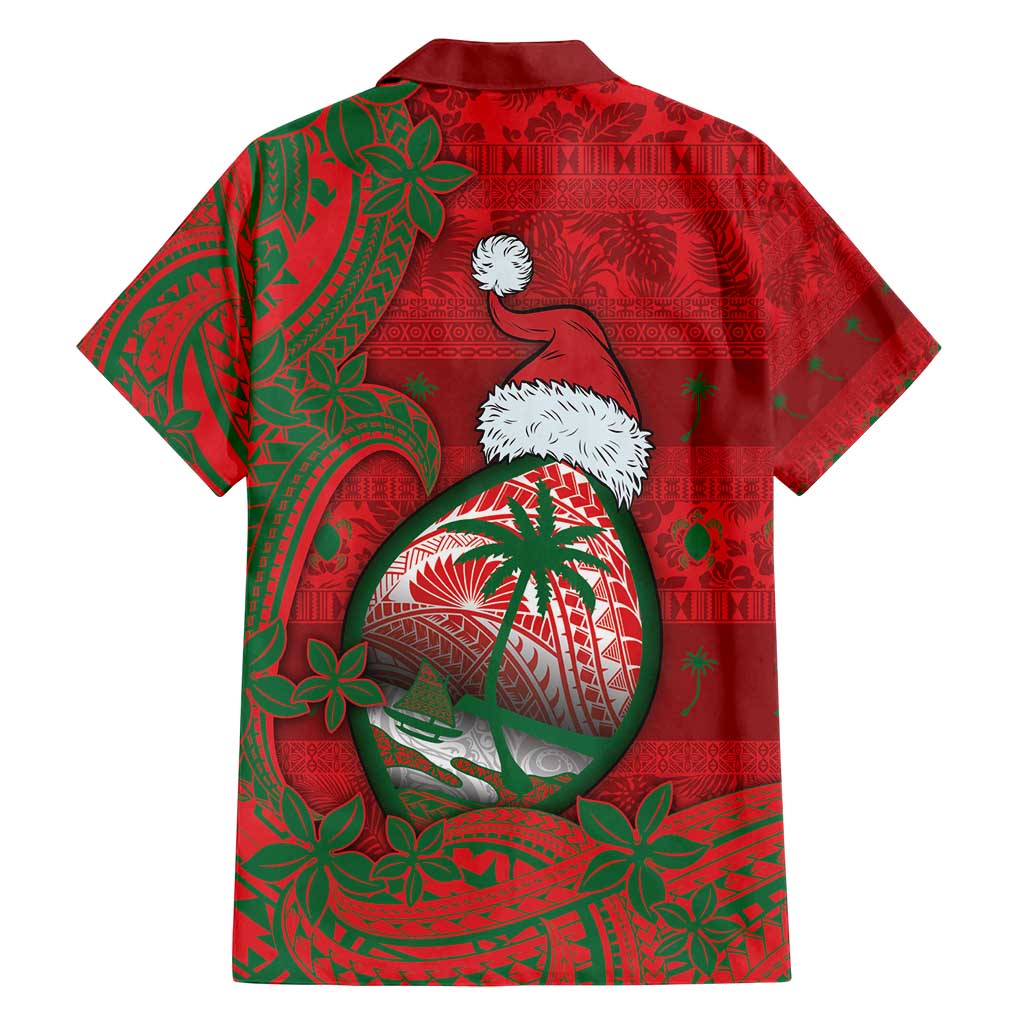 Guam Christmas Family Matching Puletasi and Hawaiian Shirt Chamorro Seal Hat Santa Tribal Waves - Polynesian Pride
