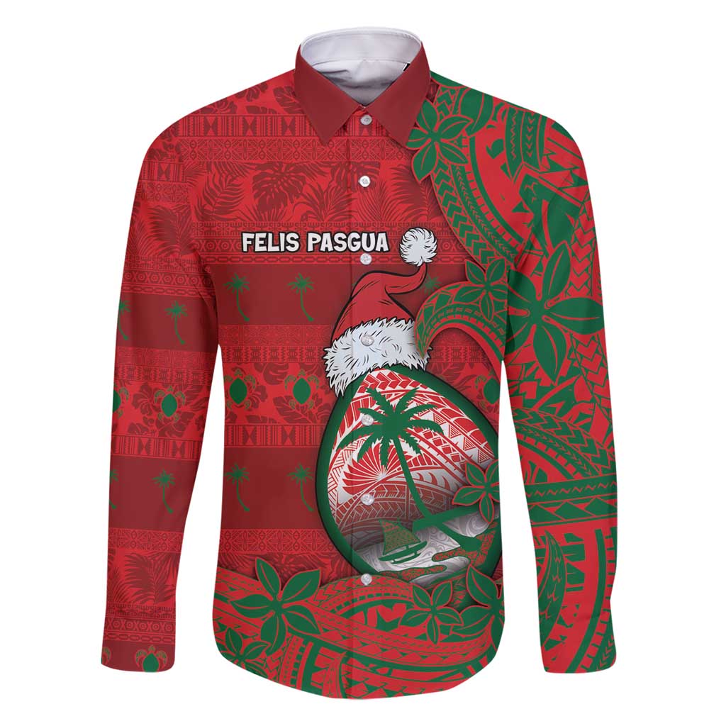 Guam Christmas Family Matching Tank Maxi Dress and Hawaiian Shirt Chamorro Seal Hat Santa Tribal Waves - Polynesian Pride