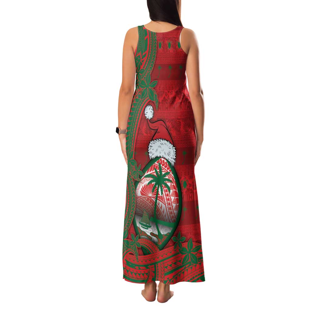 Guam Christmas Family Matching Tank Maxi Dress and Hawaiian Shirt Chamorro Seal Hat Santa Tribal Waves - Polynesian Pride