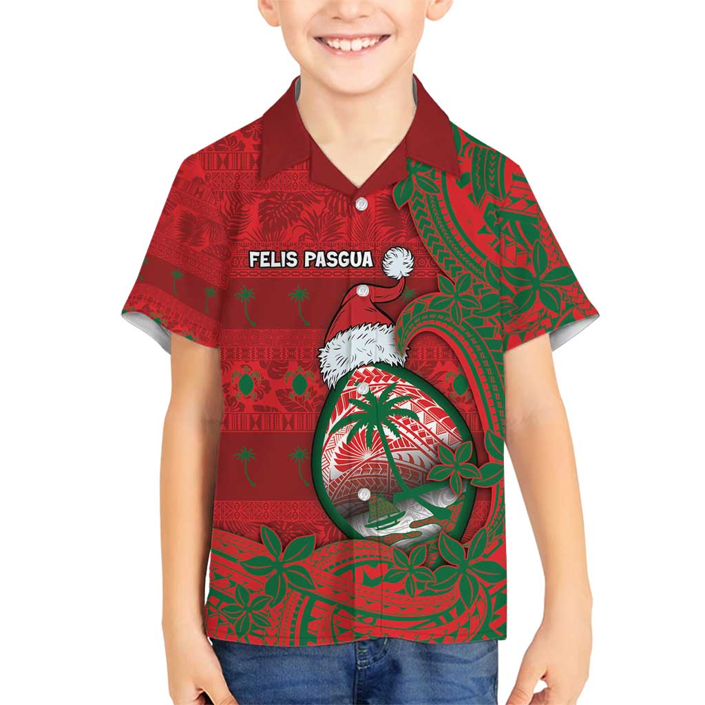 Guam Christmas Family Matching Tank Maxi Dress and Hawaiian Shirt Chamorro Seal Hat Santa Tribal Waves - Polynesian Pride
