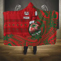 Guam Christmas Hooded Blanket Chamorro Seal Hat Santa Tribal Waves - Polynesian Pride