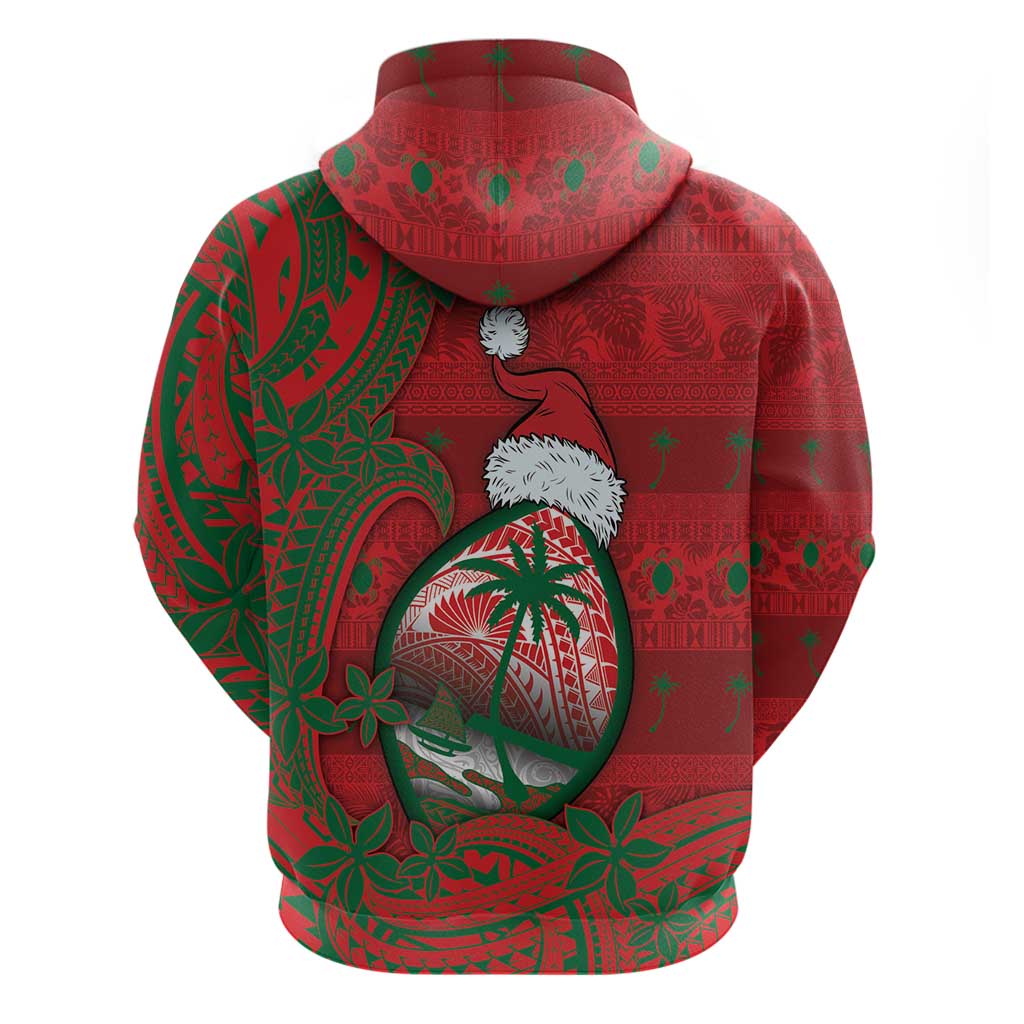 Guam Christmas Hoodie Chamorro Seal Hat Santa Tribal Waves - Polynesian Pride