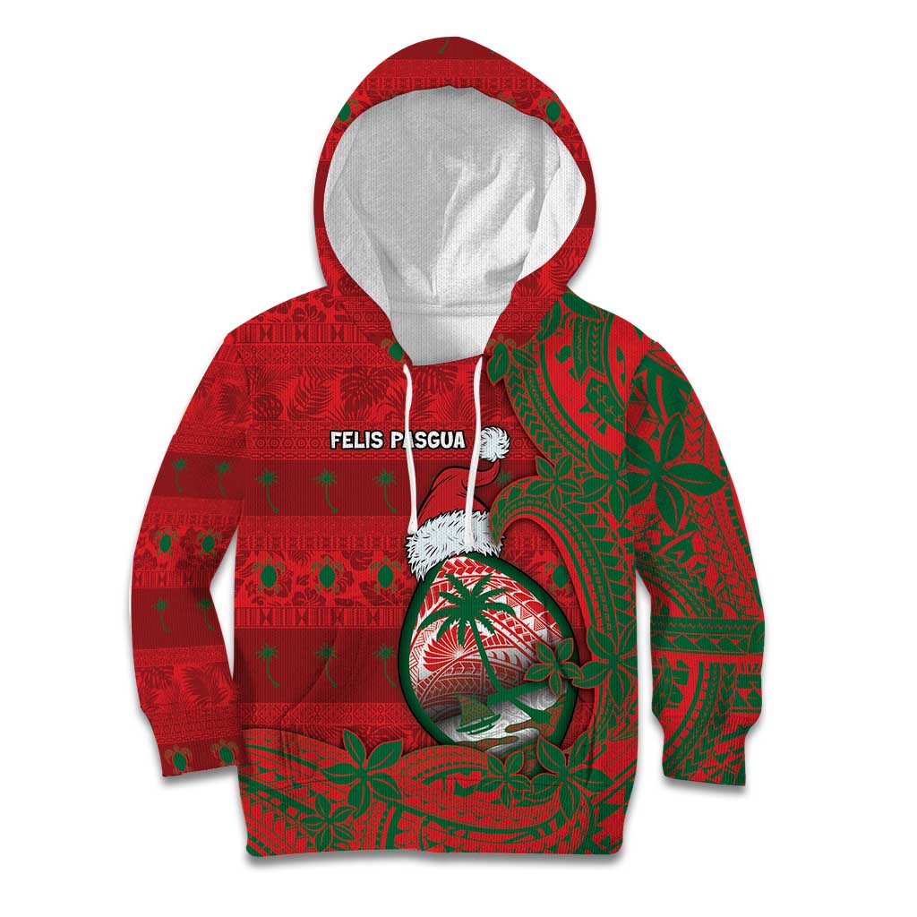 Guam Christmas Kid Hoodie Chamorro Seal Hat Santa Tribal Waves - Polynesian Pride