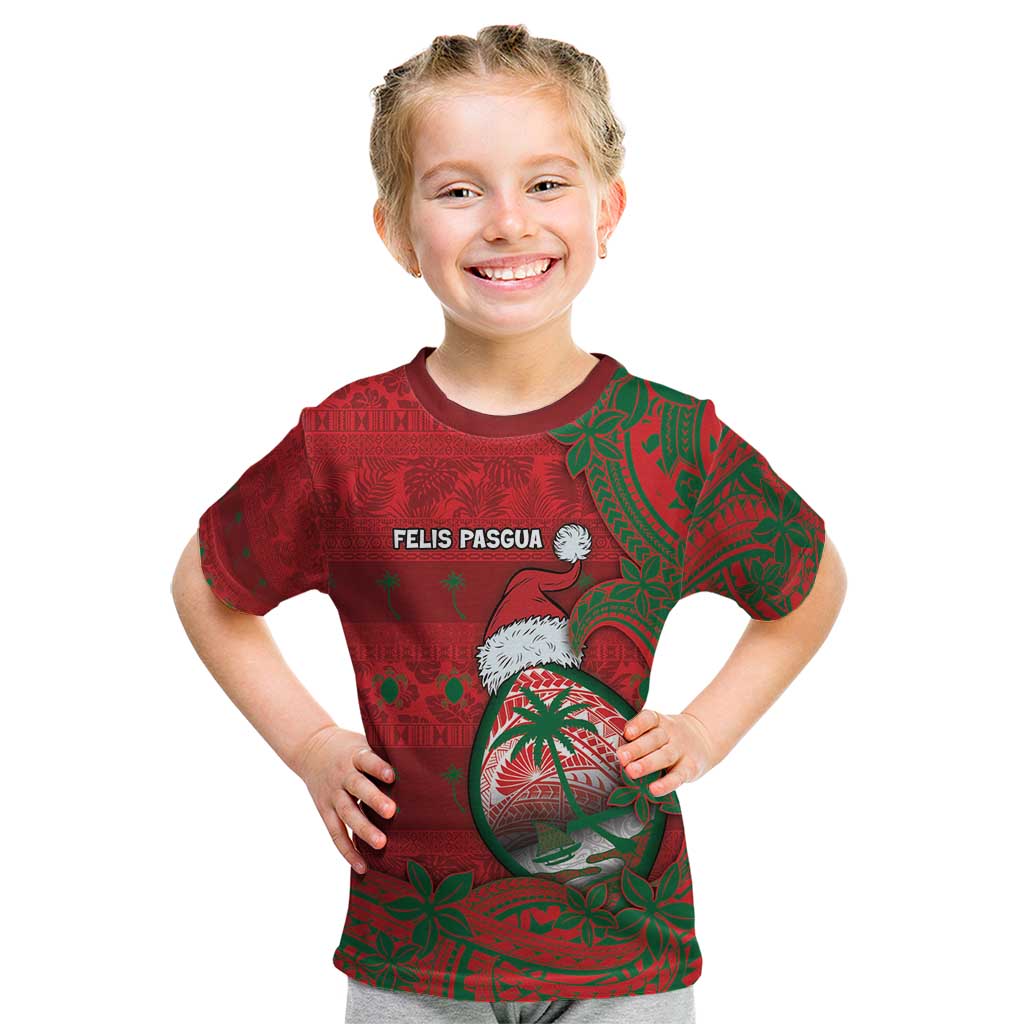 Guam Christmas Kid T Shirt Chamorro Seal Hat Santa Tribal Waves - Polynesian Pride