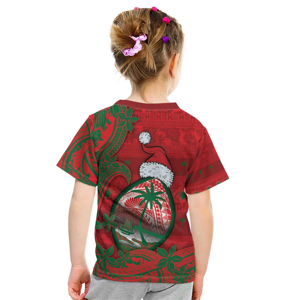 Guam Christmas Kid T Shirt Chamorro Seal Hat Santa Tribal Waves - Polynesian Pride