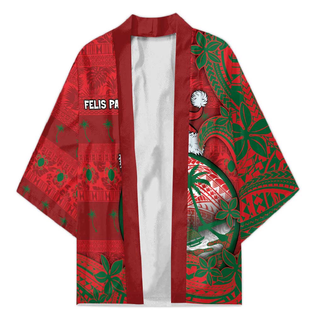 Guam Christmas Kimono Chamorro Seal Hat Santa Tribal Waves - Polynesian Pride