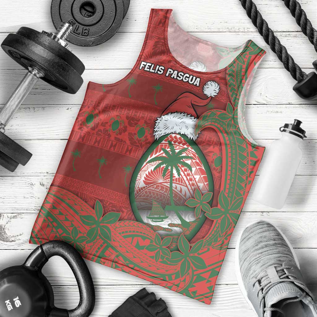 Guam Christmas Men Tank Top Chamorro Seal Hat Santa Tribal Waves - Polynesian Pride