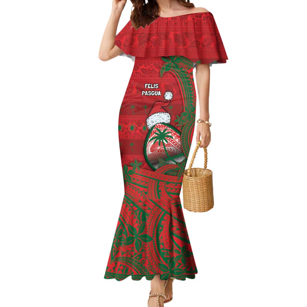 Guam Christmas Mermaid Dress Chamorro Seal Hat Santa Tribal Waves - Polynesian Pride
