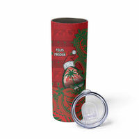 Guam Christmas Skinny Tumbler Chamorro Seal Hat Santa Tribal Waves - Polynesian Pride