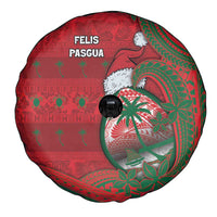 Guam Christmas Spare Tire Cover Chamorro Seal Hat Santa Tribal Waves - Polynesian Pride