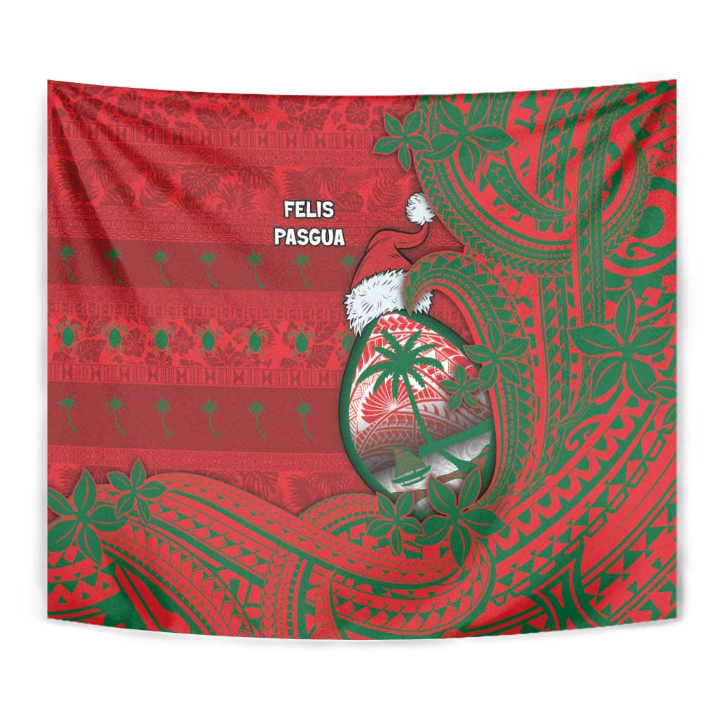 Guam Christmas Tapestry Chamorro Seal Hat Santa Tribal Waves - Polynesian Pride