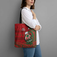 Guam Christmas Tote Bag Chamorro Seal Hat Santa Tribal Waves - Polynesian Pride