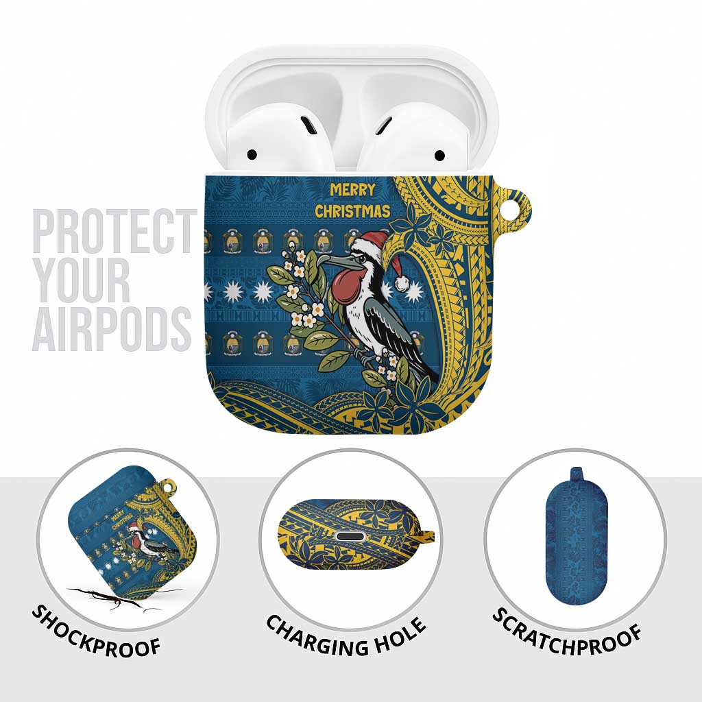 Nauru Christmas AirPods Case Frigatebird Bird Santa Tribal Waves - Polynesian Pride