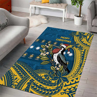 Nauru Christmas Area Rug Frigatebird Bird Santa Tribal Waves - Polynesian Pride