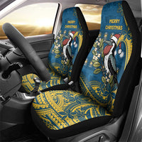 Nauru Christmas Car Seat Cover Frigatebird Bird Santa Tribal Waves - Polynesian Pride