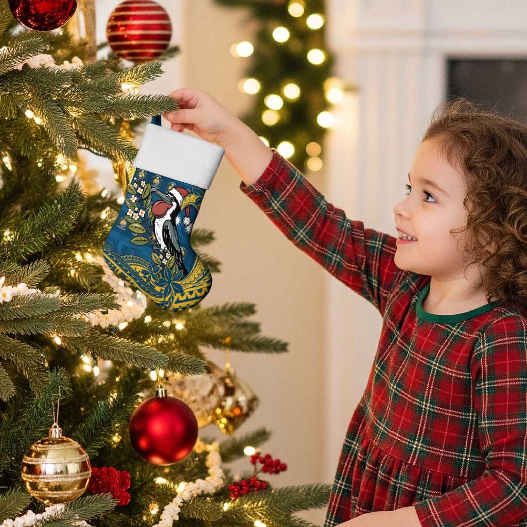 Nauru Christmas Stocking Frigatebird Bird Santa Tribal Waves - Polynesian Pride
