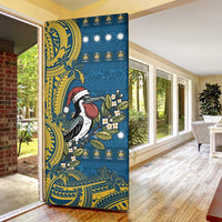 Nauru Christmas Door Cover Frigatebird Bird Santa Tribal Waves - Polynesian Pride