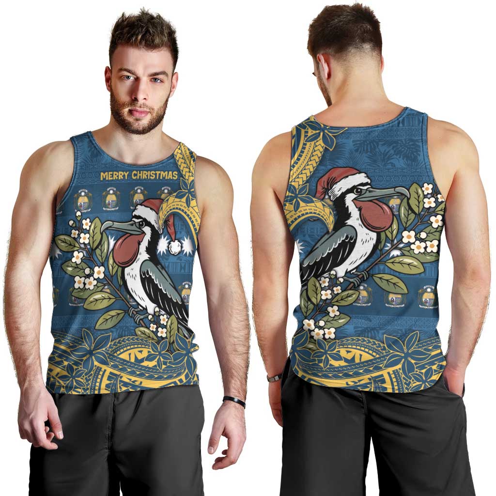 Nauru Christmas Men Tank Top Frigatebird Bird Santa Tribal Waves - Polynesian Pride