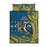 Nauru Christmas Quilt Bed Set Frigatebird Bird Santa Tribal Waves - Polynesian Pride