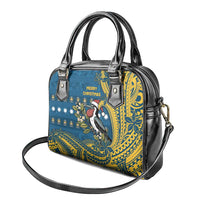 Nauru Christmas Shoulder Handbag Frigatebird Bird Santa Tribal Waves - Polynesian Pride