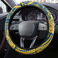 Nauru Christmas Steering Wheel Cover Frigatebird Bird Santa Tribal Waves - Polynesian Pride