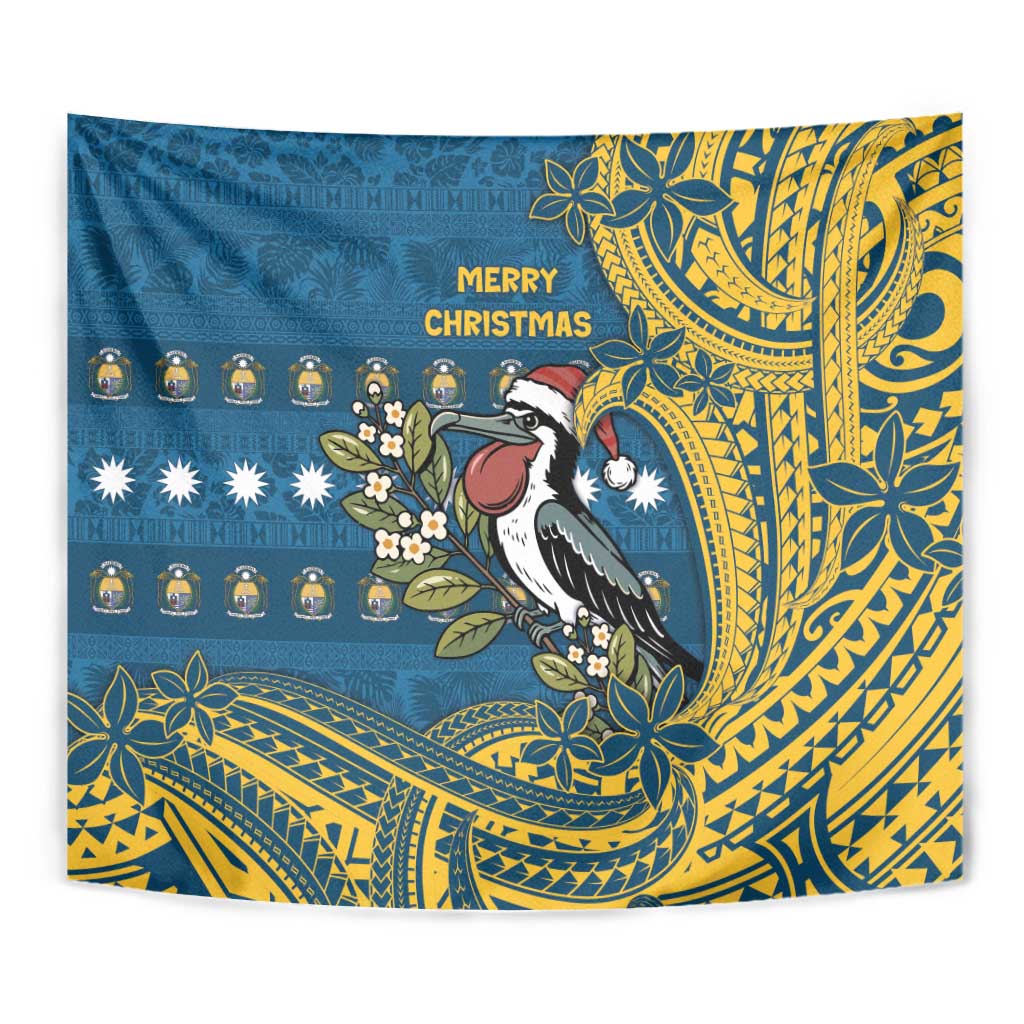 Nauru Christmas Tapestry Frigatebird Bird Santa Tribal Waves - Polynesian Pride